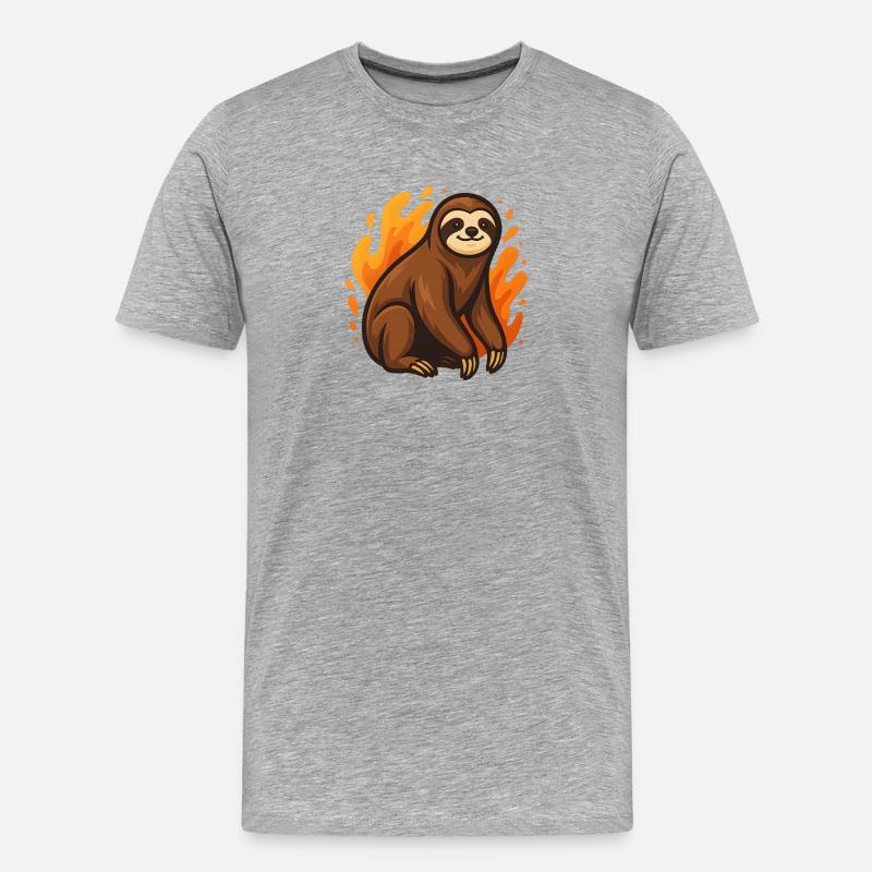 Flammendes Faultier - Männer Premium Bio T-Shirt - Grau meliert