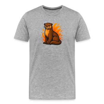 Flammender Otter - Männer Premium Bio T-Shirt - Grau meliert - Vorne - Damien (186cm)