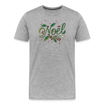 Christmas "Noël" design with holly - Men's Premium Organic T-Shirt - heather grey - Front - Damien (186cm)