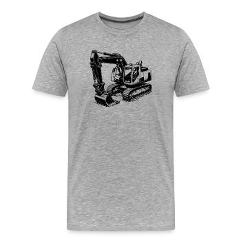 Excavator shovel hero and muscleman with cab - Men's Premium Organic T-Shirt - heather grey - Front - Damien (186cm)