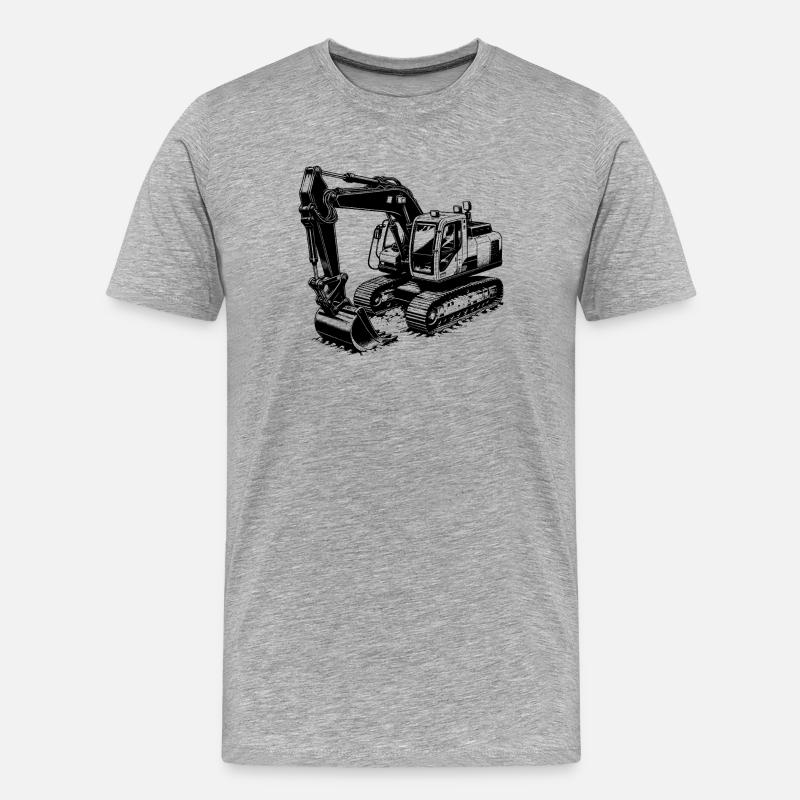 Bagger Schaufelheld und Muskelprotz mit Kabine - Männer Premium Bio T-Shirt - Grau meliert