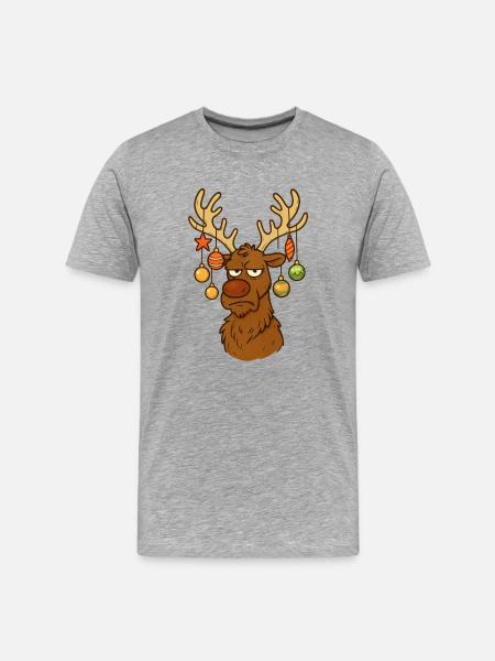 Reindeer Deer Christmas - Men's Premium Organic T-Shirt - heather grey