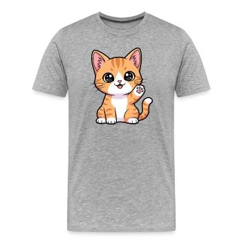 Chaton Roux Pattes Ensoleillées - T-shirt bio Premium Homme - gris chiné - Devant - Damien (186cm)