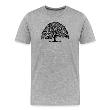 Arbre d’ombrage élancé - Silhouette étroite avec des feuilles - T-shirt bio Premium Homme - gris chiné - Devant - Damien (186cm)