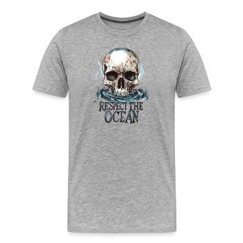 Diver Ocean Respect Dive - Männer Premium Bio T-Shirt - Grau meliert - Vorne - Damien (186cm)
