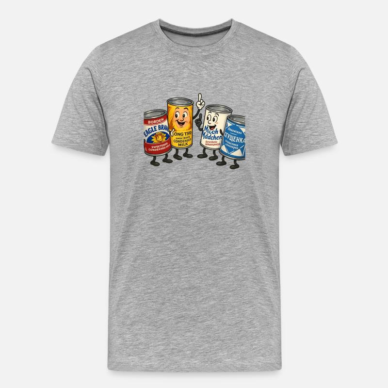 gezuckerte Kondensmilch - Männer Premium Bio T-Shirt - Grau meliert