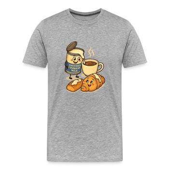 Lait concentré et croissant au café - T-shirt bio Premium Homme - gris chiné - Devant - Damien (186cm)