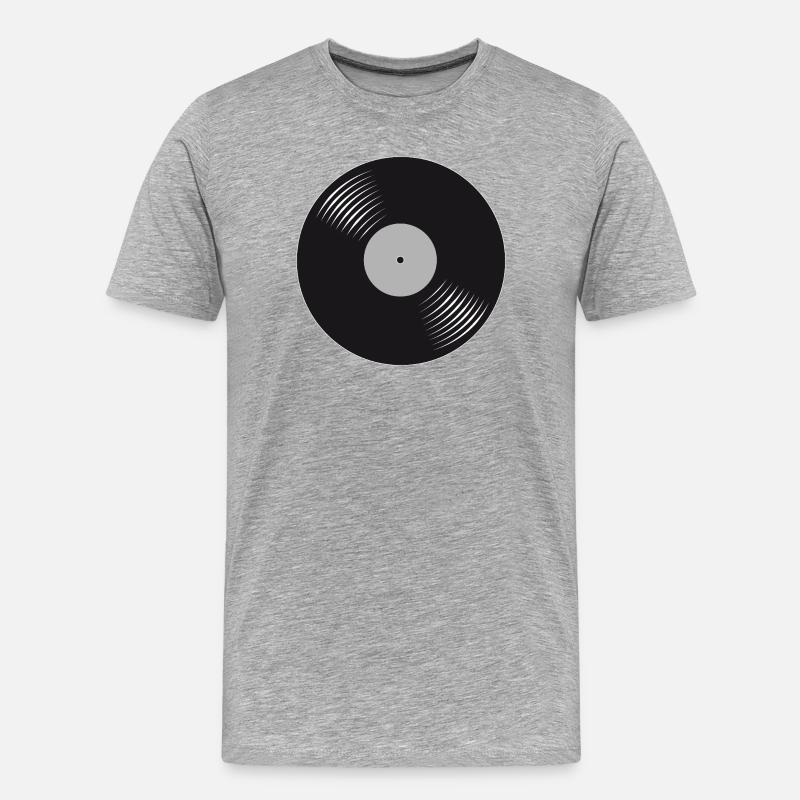Stilisierte schwarze Vinyl-Schallplatte - Männer Premium Bio T-Shirt - Grau meliert