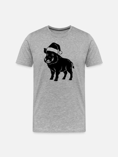 Christmas Wild Boar Vector - Men's Premium Organic T-Shirt - heather grey