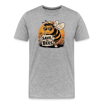 Save The Bees Lustiger Cartoon Stil Biene - Männer Premium Bio T-Shirt - Grau meliert - Vorne - Damien (186cm)