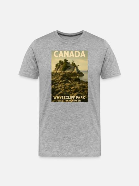 Whytecliff Park Coastline West Vancouver - Männer Premium Bio T-Shirt - Grau meliert