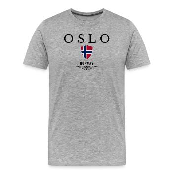 Souvenir Oslo, Oslo Norvège - T-shirt bio Premium Homme - gris chiné - Devant - Damien (186cm)