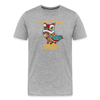 Jahr des Pferdes 2026 Chinesisches Neujahr - Männer Premium Bio T-Shirt - Grau meliert - Vorne - Damien (186cm)