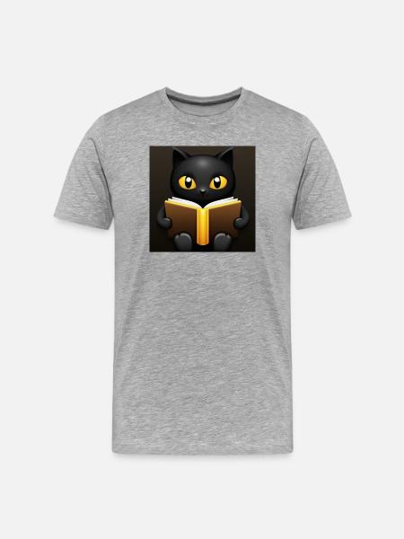 Magical Black Cat with Gold - Men's Premium Organic T-Shirt - heather grey