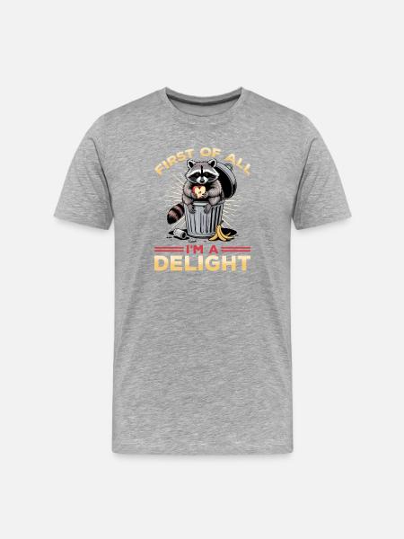 Funny Raccoon - Männer Premium Bio T-Shirt - Grau meliert