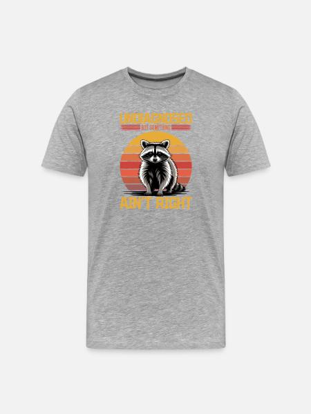 Funny Raccoon - Männer Premium Bio T-Shirt - Grau meliert