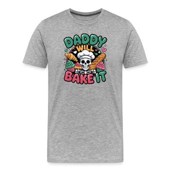 Papa le fera cuire crâne Chef - T-shirt bio Premium Homme - gris chiné - Devant - Damien (186cm)