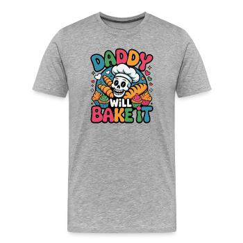 DADDY WILL BAKE IT Crâne Bakery Design - T-shirt bio Premium Homme - gris chiné - Devant - Damien (186cm)
