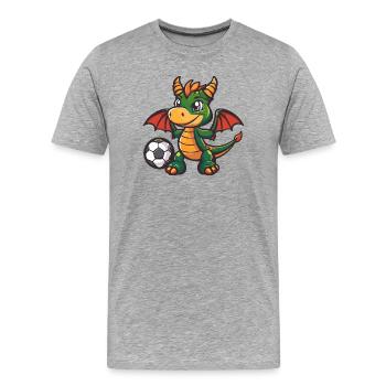 Drache mit Ball - Männer Premium Bio T-Shirt - Grau meliert - Vorne - Damien (186cm)