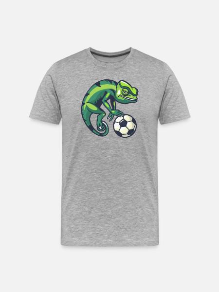 Gecko with football - Men's Premium Organic T-Shirt - heather grey