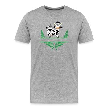 Cow Laurel Wreath with Namespace - Men's Premium Organic T-Shirt - heather grey - Front - Damien (186cm)