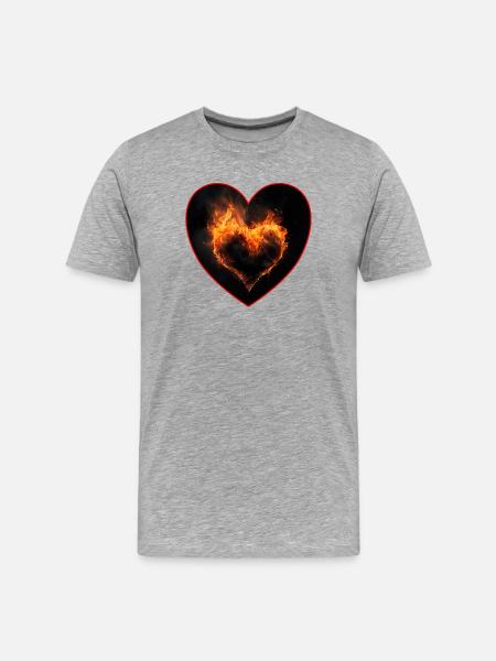 Heart of Flames comme déclaration d’amour - T-shirt bio Premium Homme - gris chiné