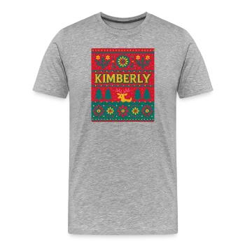 Festive Name Kimberly Ugly Chrismas Style, Xmas  - Men's Premium Organic T-Shirt - heather grey - Front - Damien (186cm)