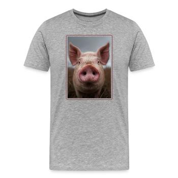 Cochon Cochon - T-shirt bio Premium Homme - gris chiné - Devant - Damien (186cm)