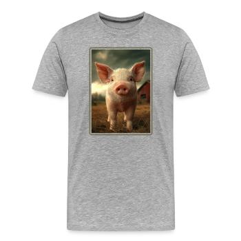 Schweine Schwein - Männer Premium Bio T-Shirt - Grau meliert - Vorne - Damien (186cm)