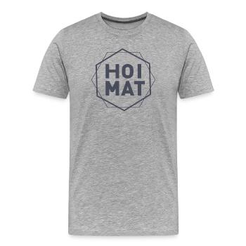 Texte géométrique HOIMAT Hexagon - T-shirt bio Premium Homme - gris chiné - Devant - Damien (186cm)