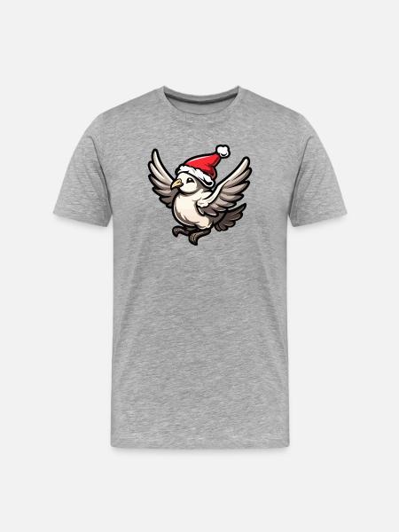 Colombe Oiseau Noël - T-shirt bio Premium Homme - gris chiné