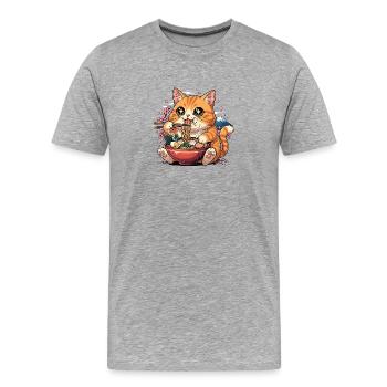 Kawaii Ramen-Katzenberg Fuji - Männer Premium Bio T-Shirt - Grau meliert - Vorne - Damien (186cm)