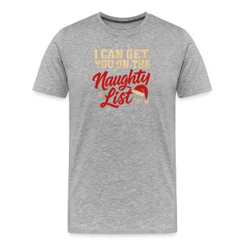 Noël Vilain Liste Noël Humour Hommes Drôle - T-shirt bio Premium Homme - gris chiné - Devant - Damien (186cm)
