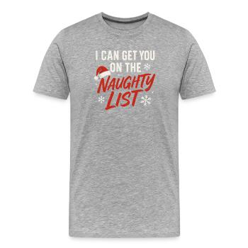 Noël Vilain Liste Noël Humour Hommes Drôle - T-shirt bio Premium Homme - gris chiné - Devant - Damien (186cm)