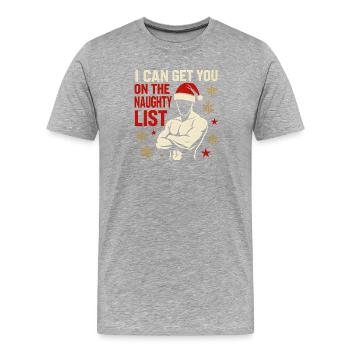 Christmas Naughty List Xmas Humor Men Funny - Men's Premium Organic T-Shirt - heather grey - Front - Damien (186cm)