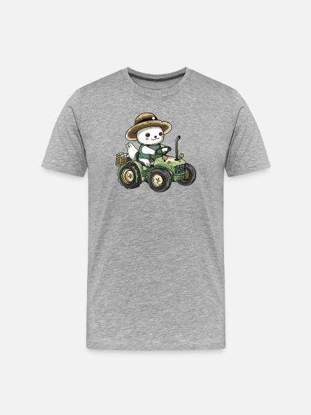 Robbe Tier Traktor Farmer - Männer Premium Bio T-Shirt - Grau meliert