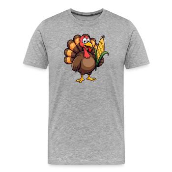Thanksgiving Drôle Dinde de Thanksgiving - T-shirt bio Premium Homme - gris chiné - Devant - Damien (186cm)