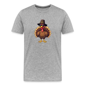 Thanksgiving Drôle Dinde de Thanksgiving - T-shirt bio Premium Homme - gris chiné - Devant - Damien (186cm)