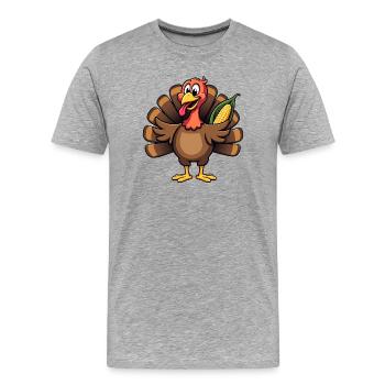 Thanksgiving Drôle Dinde de Thanksgiving - T-shirt bio Premium Homme - gris chiné - Devant - Damien (186cm)