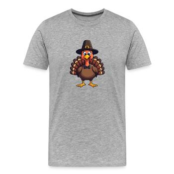 Thanksgiving Funny Thanksgiving Turkey - Men's Premium Organic T-Shirt - heather grey - Front - Damien (186cm)