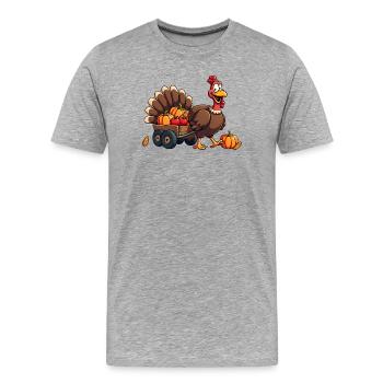 Thanksgiving Funny Thanksgiving Turkey - Men's Premium Organic T-Shirt - heather grey - Front - Damien (186cm)