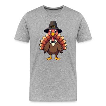 Thanksgiving Funny Thanksgiving Turkey - Men's Premium Organic T-Shirt - heather grey - Front - Damien (186cm)
