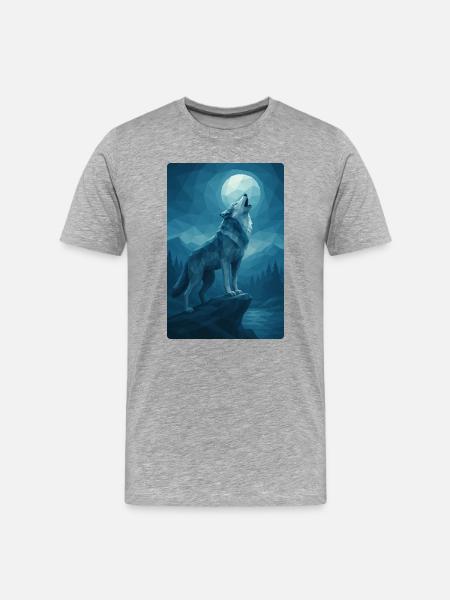 Polynature Night Wolf - Men's Premium Organic T-Shirt - heather grey