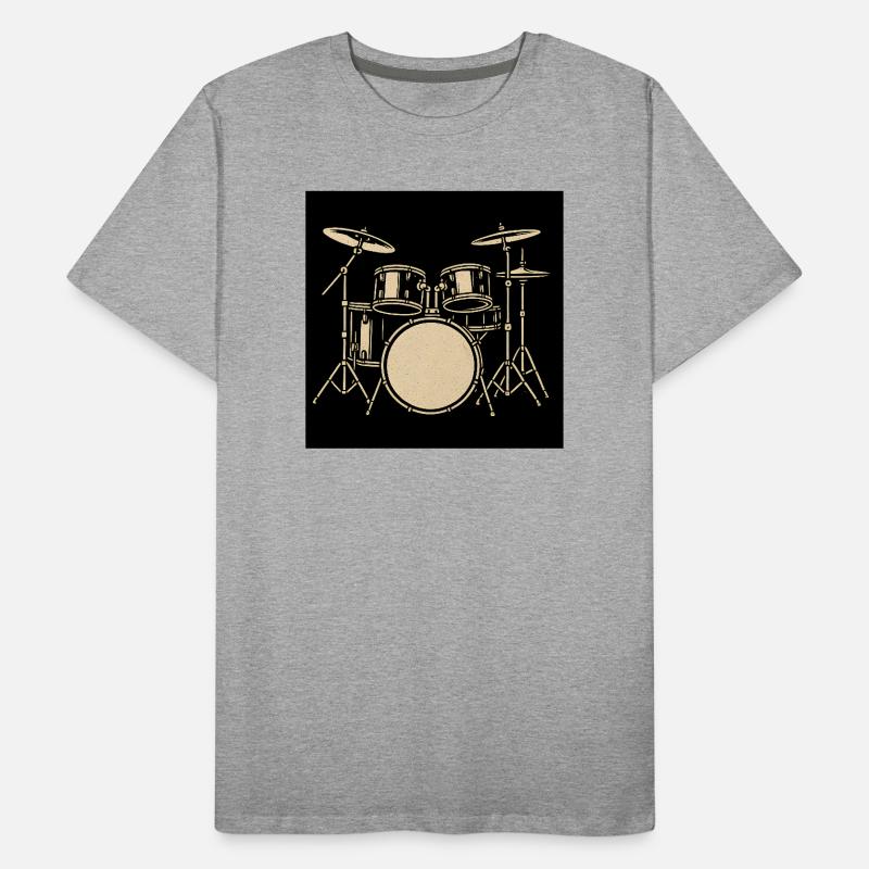 Black Silver Drumset Illustration Men's Premium Organic T-Shirt
