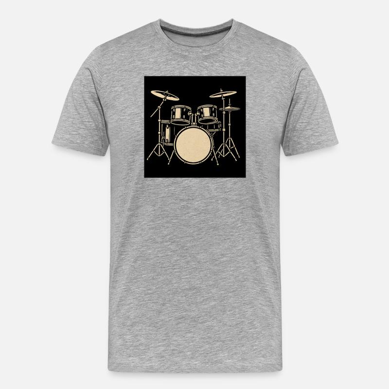 Schwarzsilbernes Drumset Illustration - Männer Premium Bio T-Shirt - Grau meliert