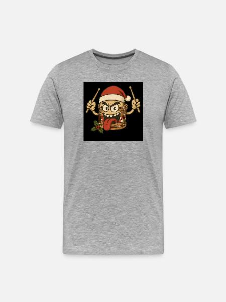 Christmas drum with a cheeky face - Men's Premium Organic T-Shirt - heather grey