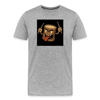 Aggressiver Trommelmonster - Männer Premium Bio T-Shirt - Grau meliert - Vorne - Damien (186cm)