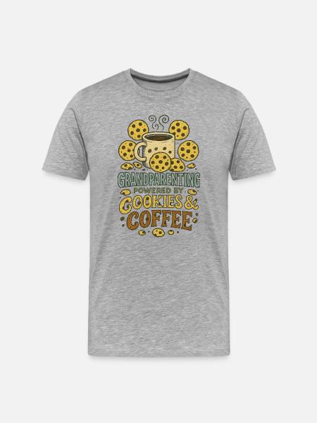 Großelternschaft Kekse & Kaffee - Männer Premium Bio T-Shirt - Grau meliert