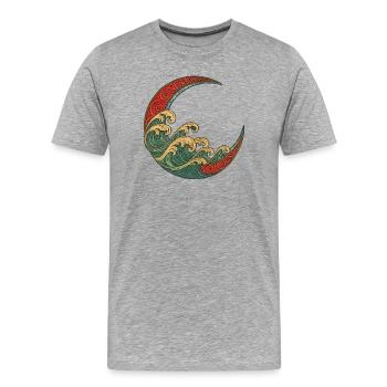 Halbmond-Wellen-Mosaik - Männer Premium Bio T-Shirt - Grau meliert - Vorne - Damien (186cm)