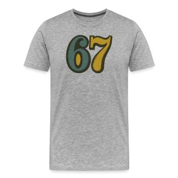 Vintage 67 Ziffern Retro Typografie - Männer Premium Bio T-Shirt - Grau meliert - Vorne - Damien (186cm)